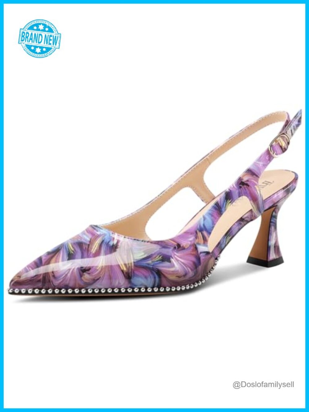 Women's Kitten Heel Pointed Toe Pumps Slingback Buckle Prom Dress Heels